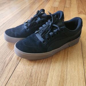 Puma Black Suede Low-Top Sneakers with Gum Sole